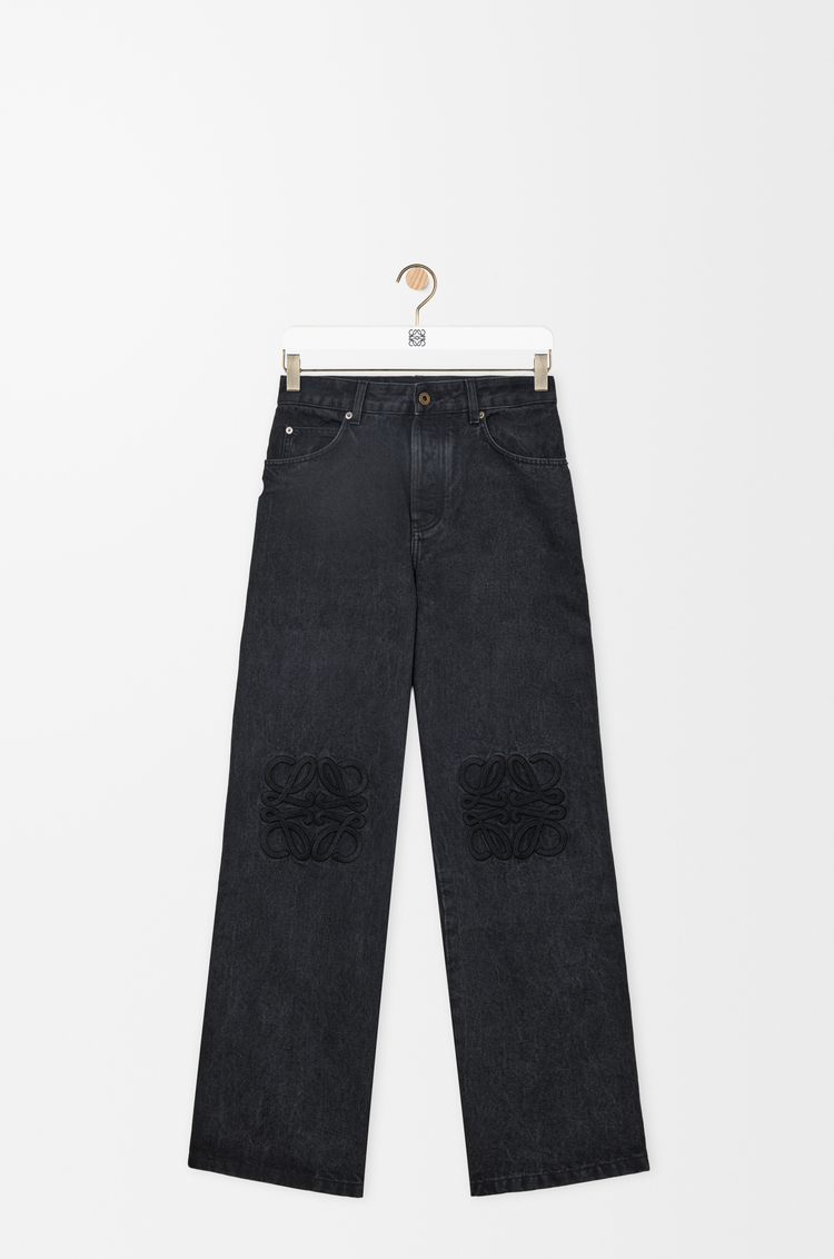 LOEWE 单宁布 Anagram 宽松牛仔裤 黑色