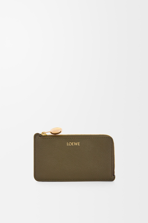LOEWE Pebble coin cardholder in pebble grained calfskin Dark Khaki