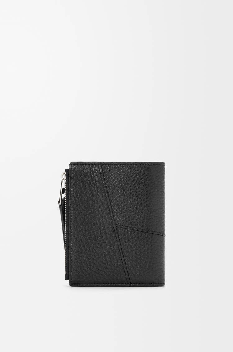 LOEWE Puzzle slim compact wallet in supple grained calfskin Black