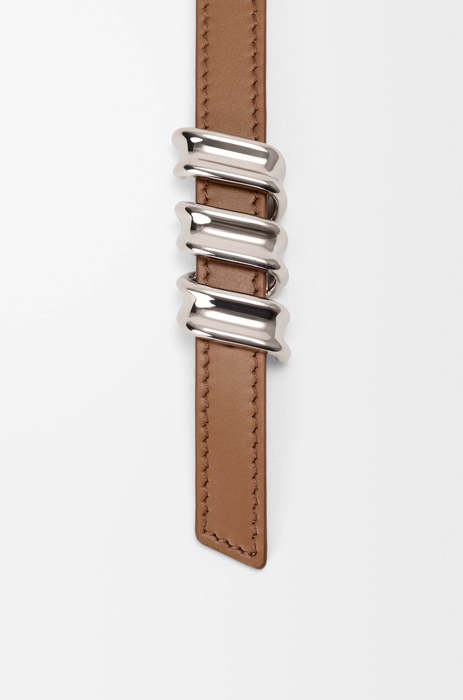 LOEWE Reversible Coil belt in smooth calfskin Mocha/Beige/Silver