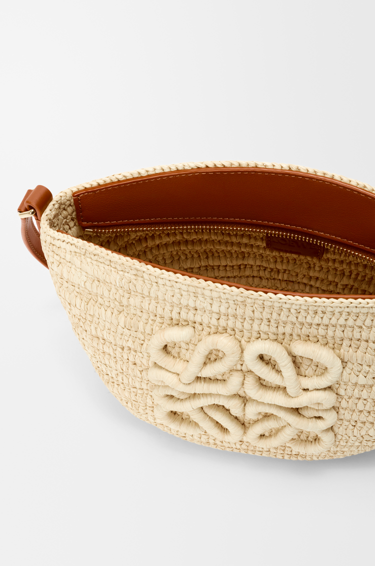 LOEWE Pochette Eclipse en raphia et cuir de veau Naturel/Tan