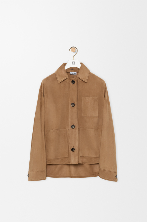LOEWE Workwear jacket in suede goatskin Tan