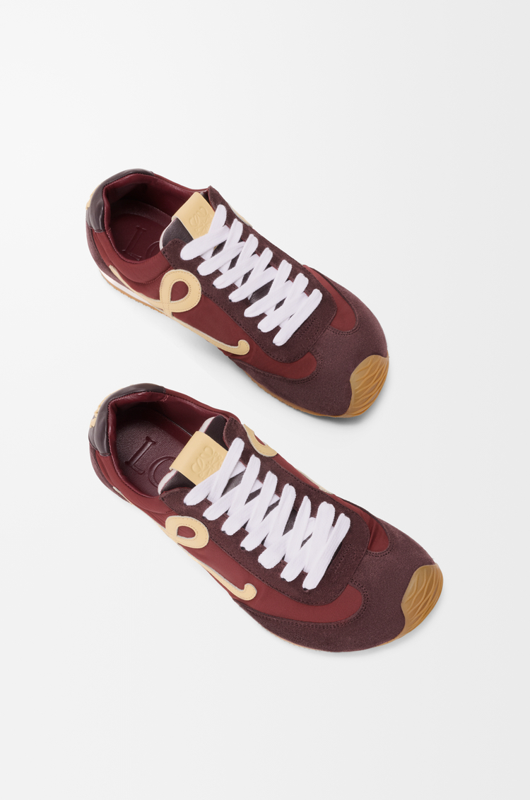 LOEWE Sneaker Ballet Runner 2.0 in nylon e pelle scamosciata Rosso Rame/Vaniglia/Melanzana