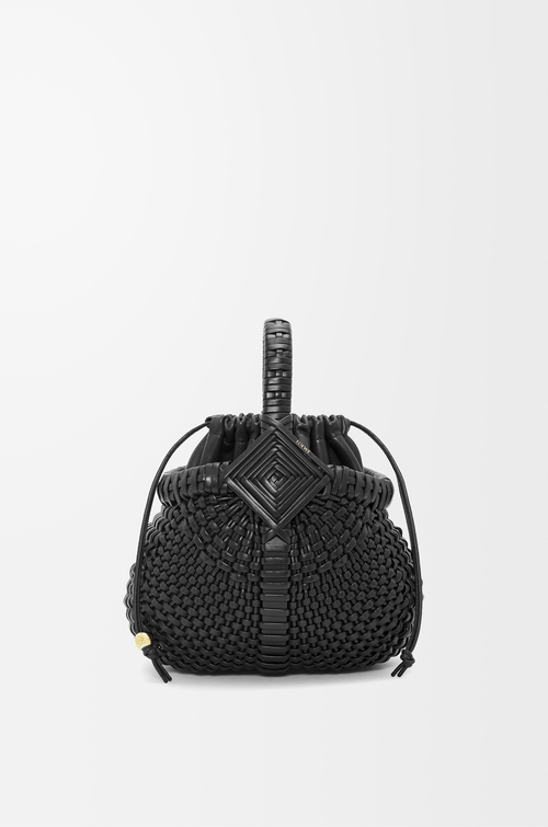 LOEWE Borsa Diamond Round Basket mini in pelle di vitello Nero