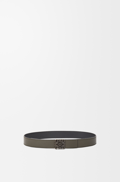 LOEWE Reversible Anagram belt in supple grained calfskin Dark Khaki/Black/Dark Pal