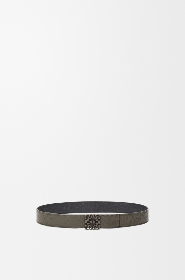 LOEWE Reversible Anagram belt in supple grained calfskin Dark Khaki/Black/Dark Pal