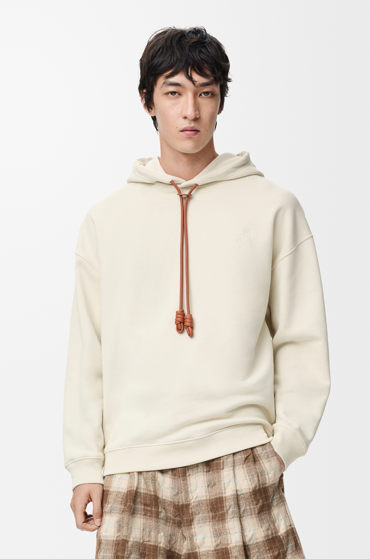 LOEWE Sweatshirt à capuche décontracté en coton Écru