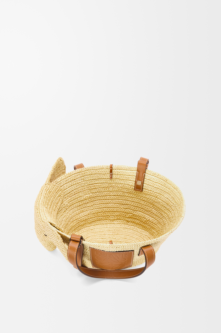 LOEWE Small Elephant basket in raffia and calfskin Natural/Tan