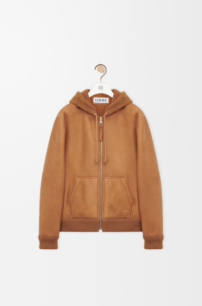 LOEWE Hooded jacket in shearling Tan