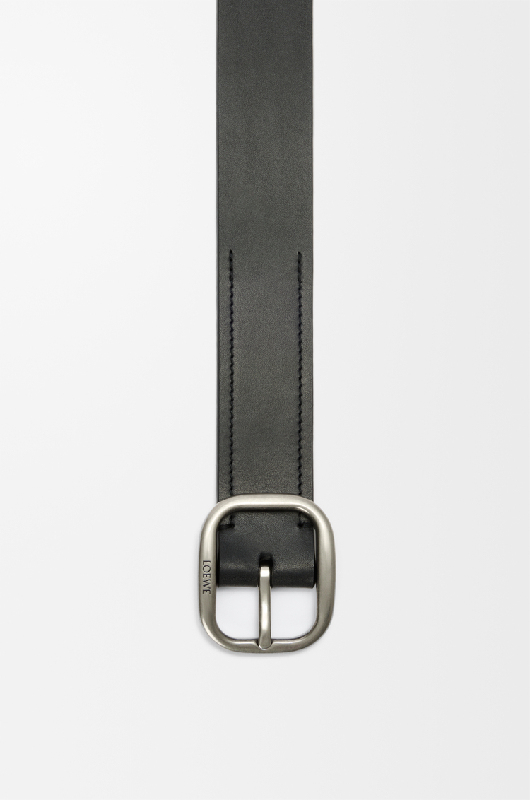 LOEWE Ceinture Rounded Soft en cuir de veau classique  Noir/Palladium Vintage
