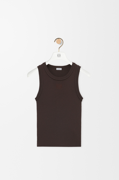 LOEWE Canotta Anagram in viscosa stretch Marrone