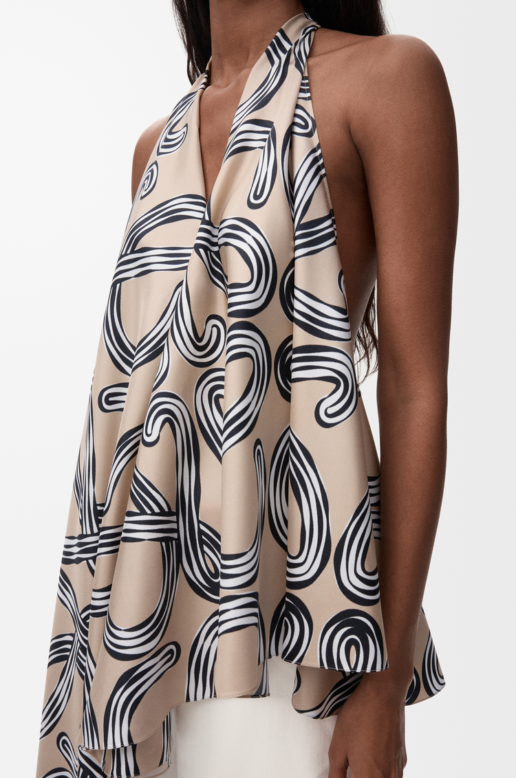 LOEWE Top en seda Beige/Negro