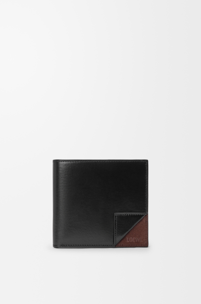 LOEWE Switch bifold wallet in supple grained calfskin and suede Black/Espresso