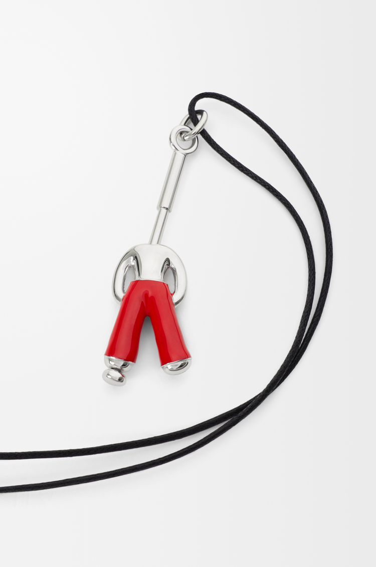 LOEWE Collier Standing Acrobat en argent sterling et émail Argent/Rouge