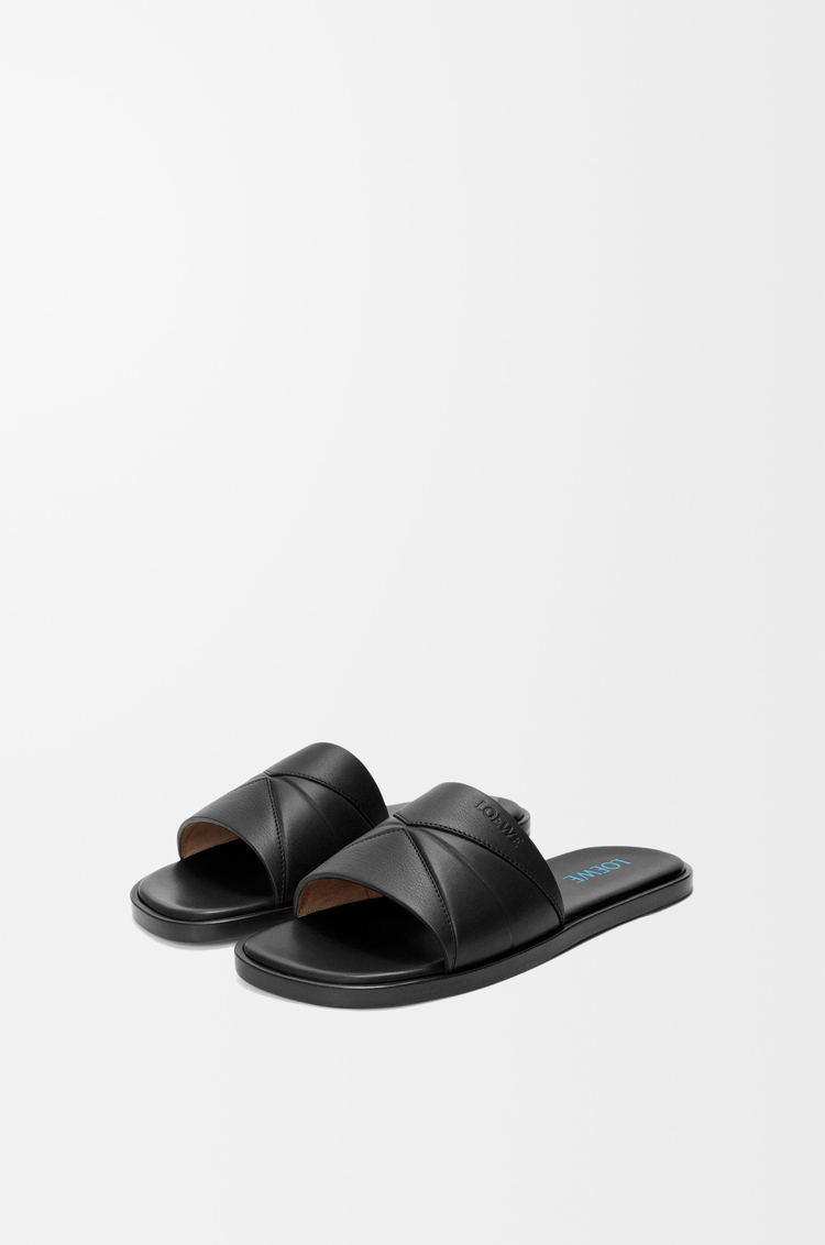 LOEWE Slide Origami in morbida pelle di vitello Nero