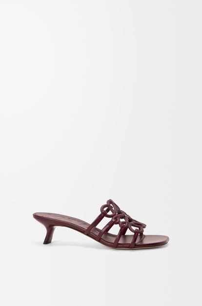 LOEWE Petal Anagram slide in soft calfskin Dark Burgundy