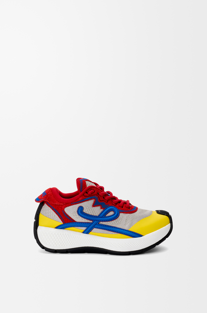 LOEWE Pogo sneaker in technical knit and suede Red/Blue/White