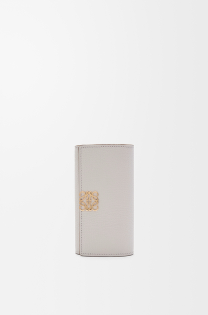 LOEWE Anagram key case in pebble grained calfskin Light Ghost Grey