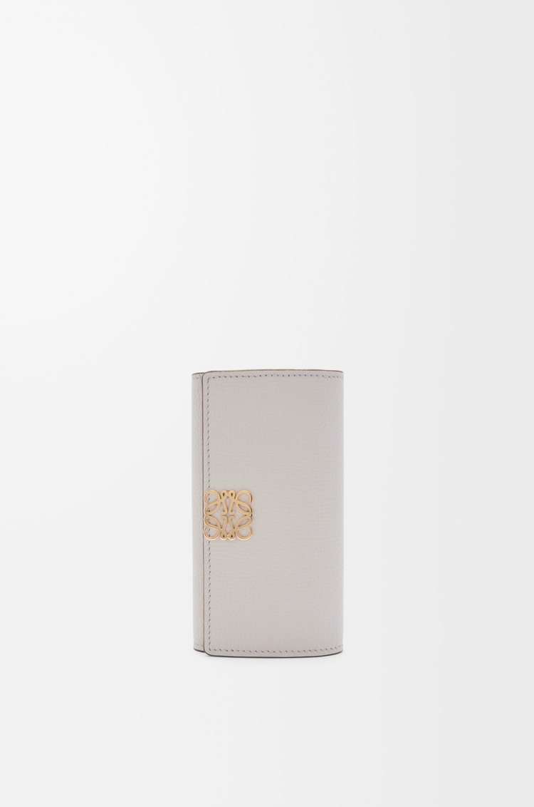 LOEWE Anagram key case in pebble grained calfskin Light Ghost Grey