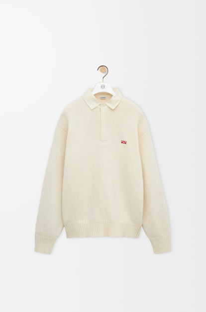 LOEWE Polo sweater in wool Ecru