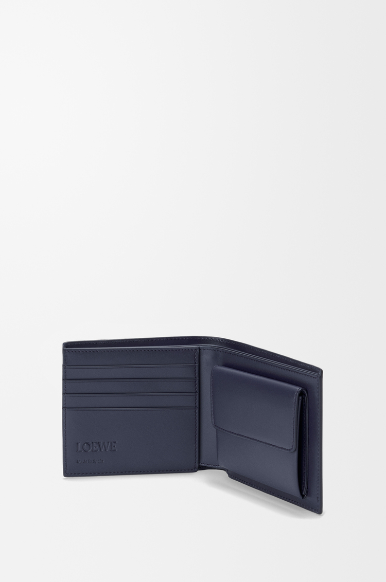 LOEWE Portafoglio con portamonete bifold Puzzle in pelle di vitello classica Blu Grigio/Blu Navy