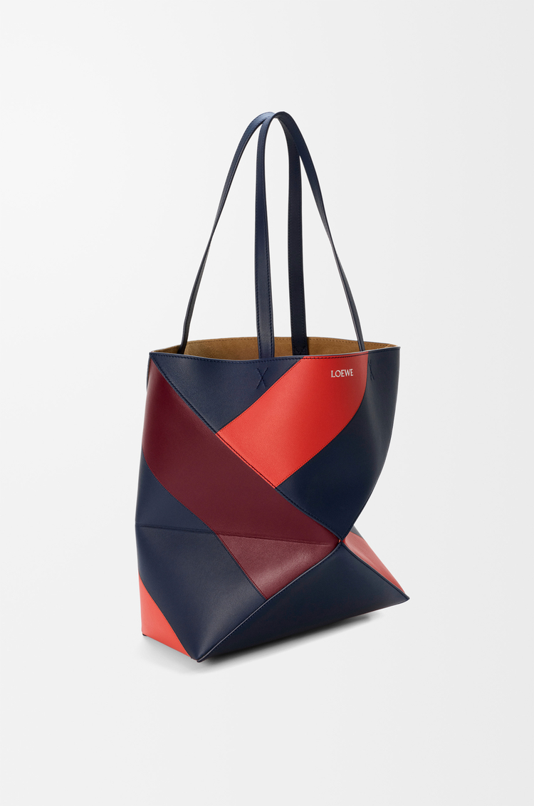 LOEWE 中型經典小牛皮 Puzzle Fold 托特包 深海軍藍