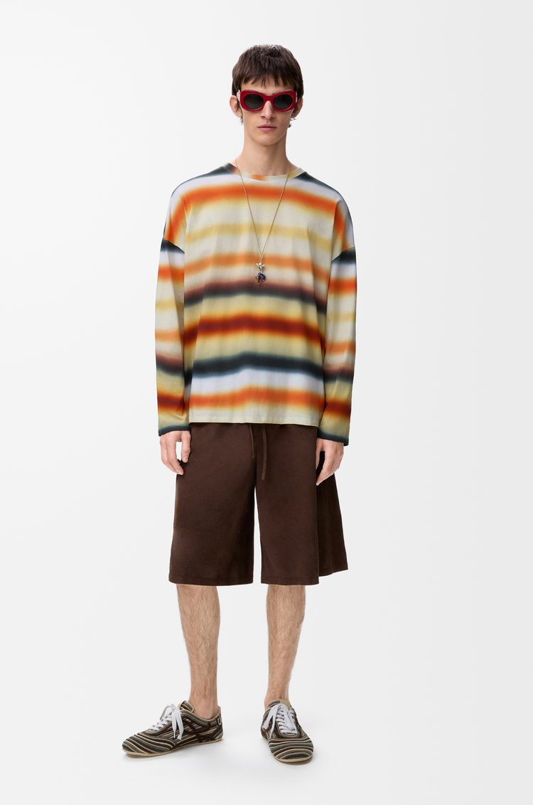 LOEWE T-Shirt mit langen Ärmeln aus Baumwolle Orange/Mehrfarbig