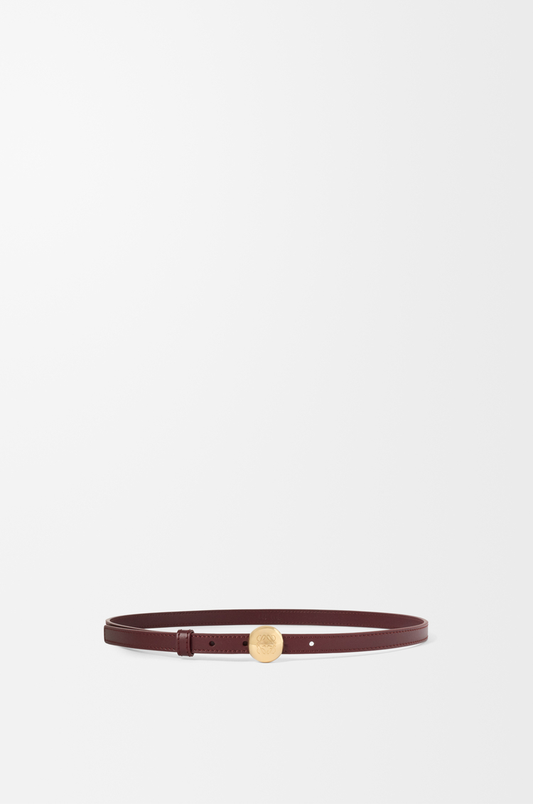 LOEWE Pebble belt in smooth calfskin Dark Burgundy/Gold