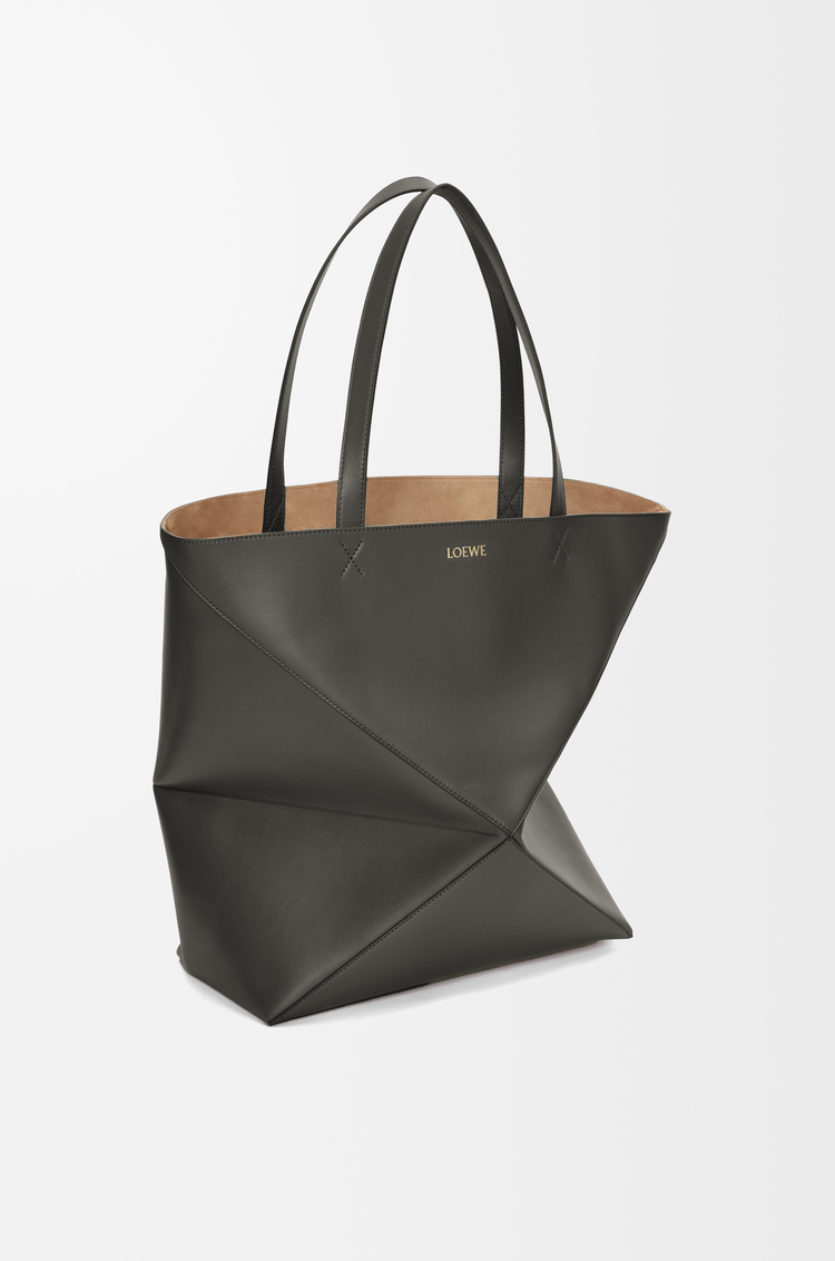 LOEWE Puzzle Fold tote XL en cuir de veau brillant Gris Foncé