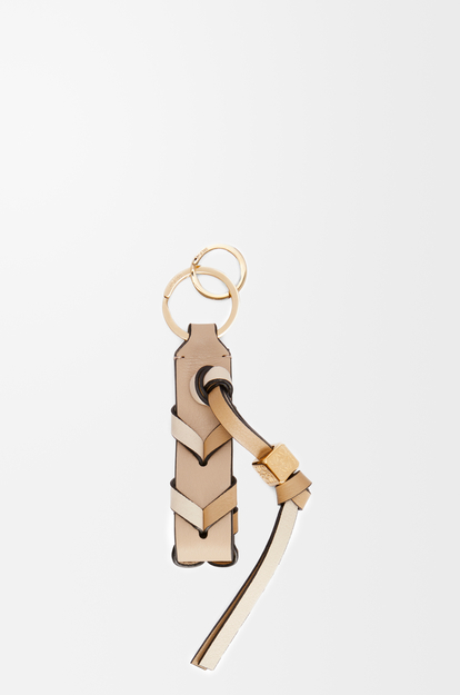 LOEWE Braided strap keyring in calfskin Angora/Dusty Beige/Gold