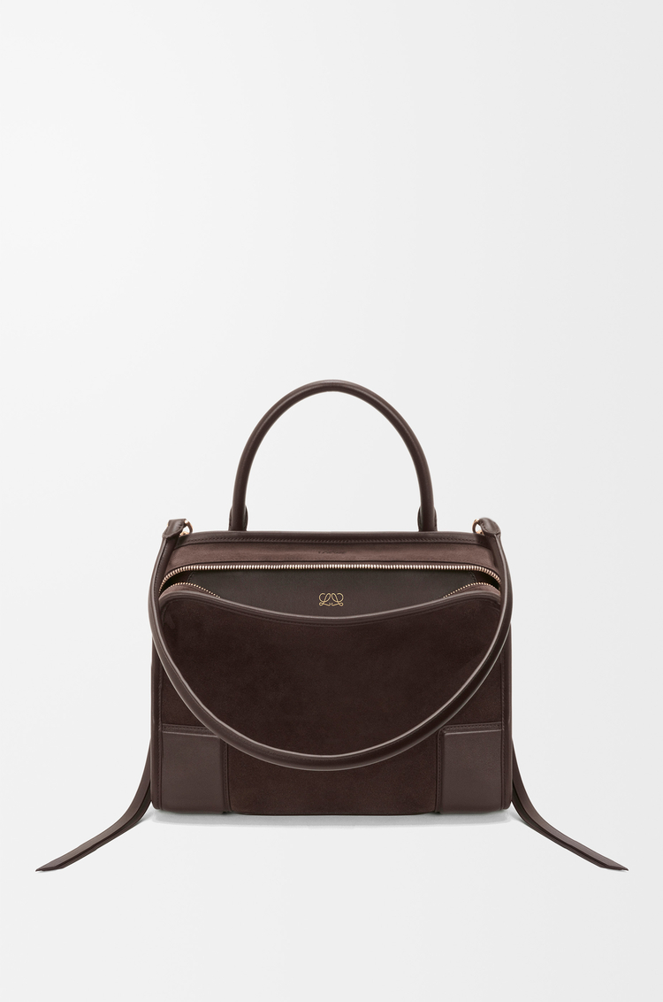 LOEWE Medium Amazona 180 bag in suede Dark Chestnut