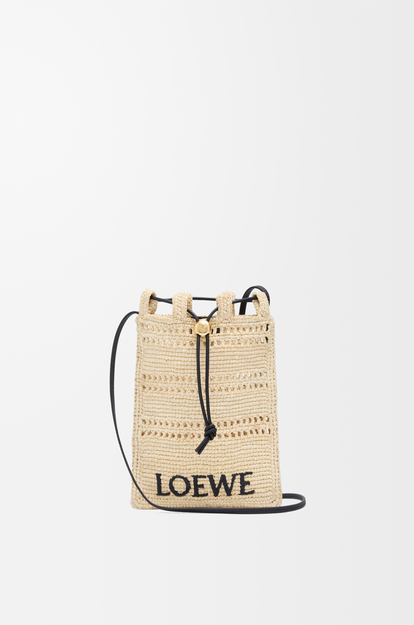 LOEWE Drawstring pocket in raffia Natural/Black
