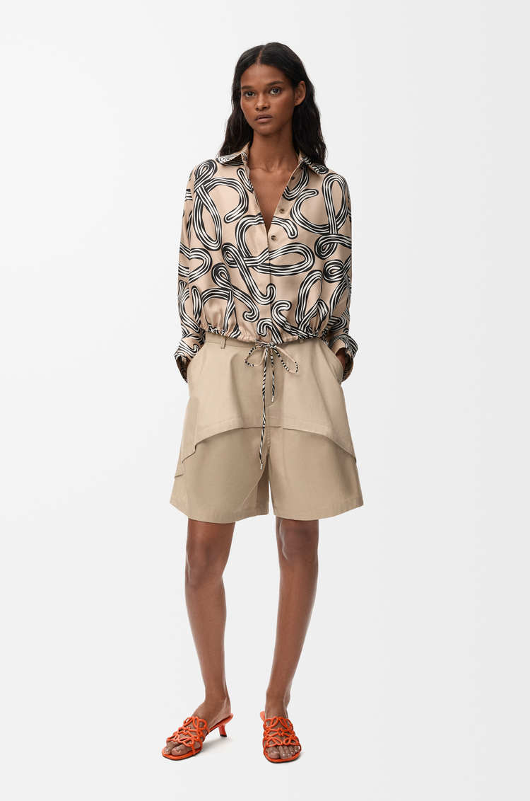 LOEWE Balloon shirt in silk Beige/Black