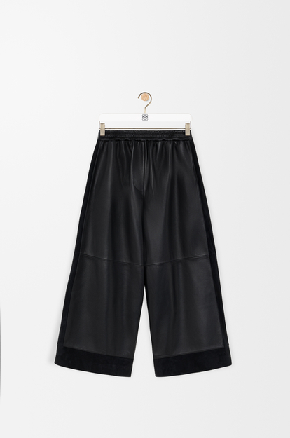 LOEWE Cropped trousers in nappa lambskin and suede Black