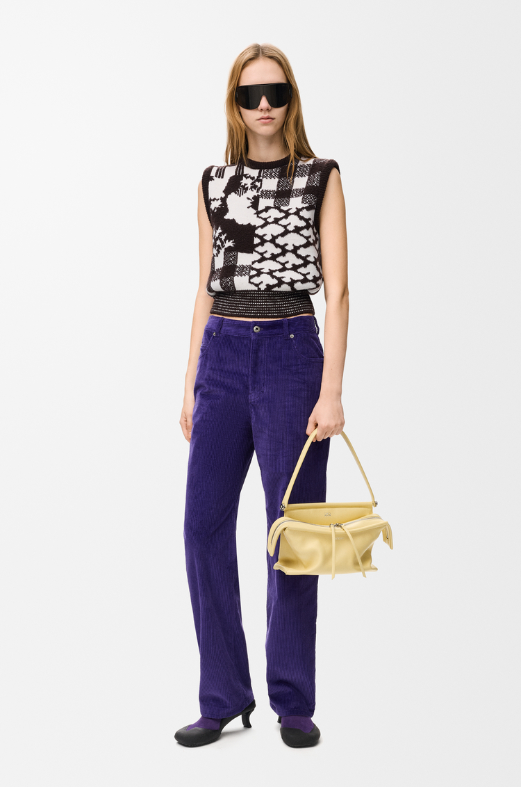 LOEWE Pull sans manches en laine Ecru/Brown