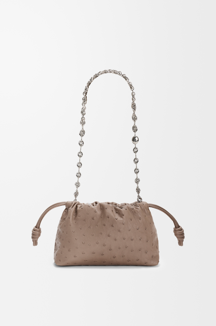 LOEWE Mini Flamenco purse en cuir d'autruche Taupe Foncé