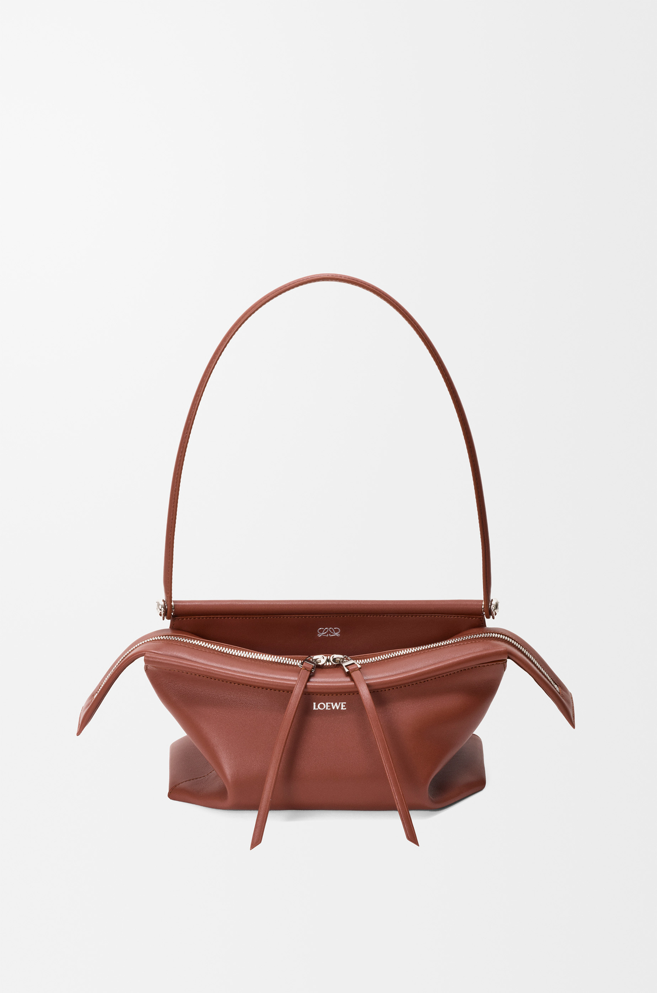 LOEWE Borsa Whisker piccola in pelle di vitello smaltata Cognac