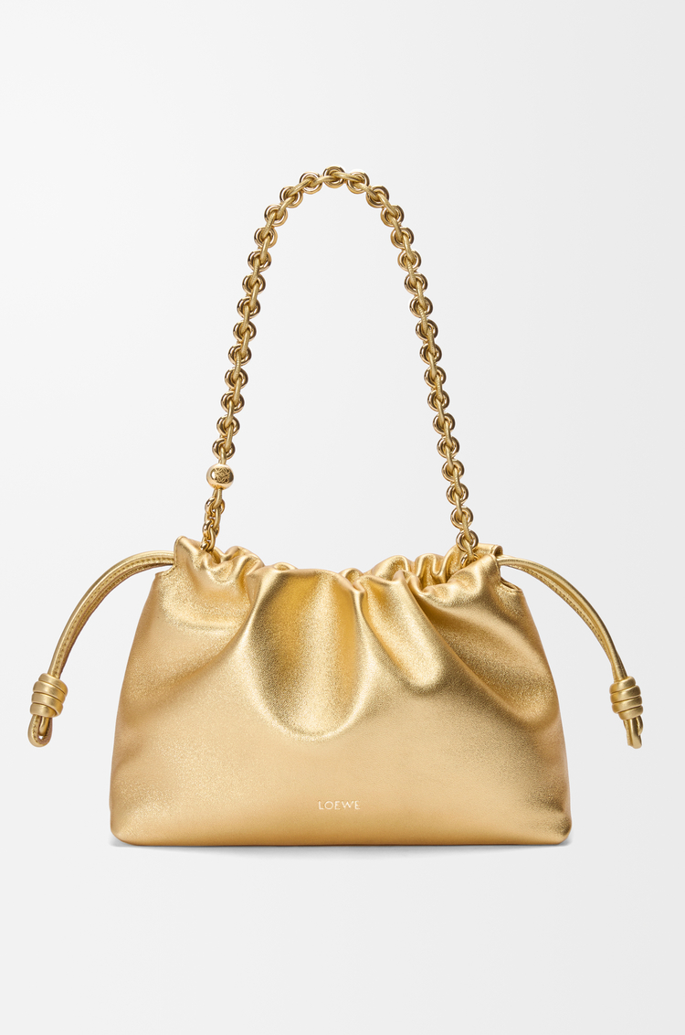 LOEWE Mittelgroße Flamenco Tasche aus laminiertem Lammleder Gold