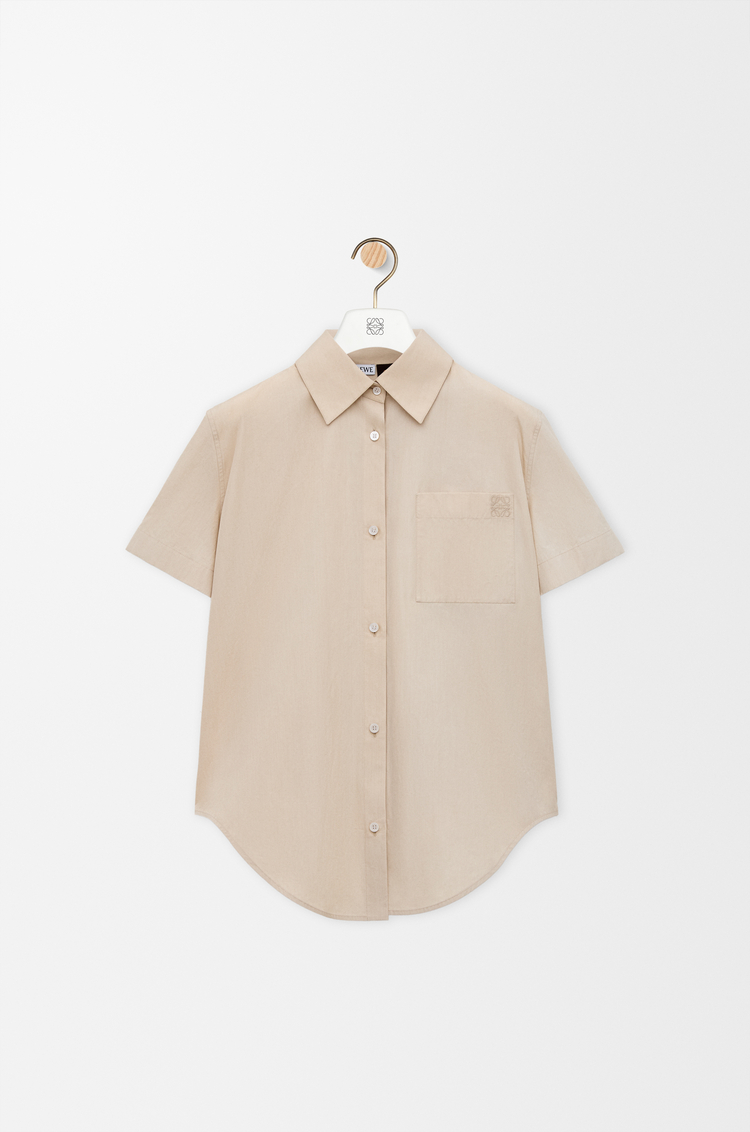 LOEWE Camisa de manga corta en algodón Beige Claro