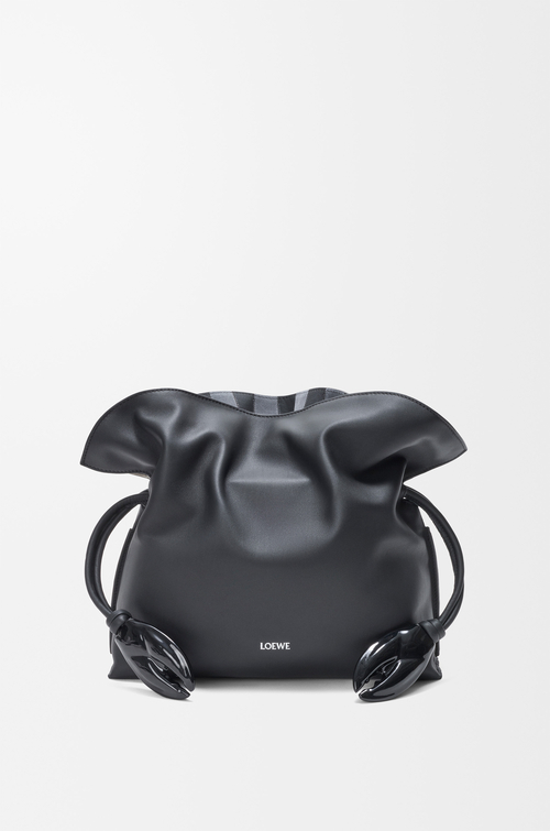 LOEWE Medium Flamenco clutch in nappa calfskin and check intarsio Black/Multicolor