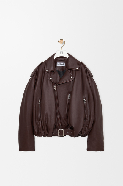 LOEWE Balloon biker jacket in nappa lambskin Dark Brown