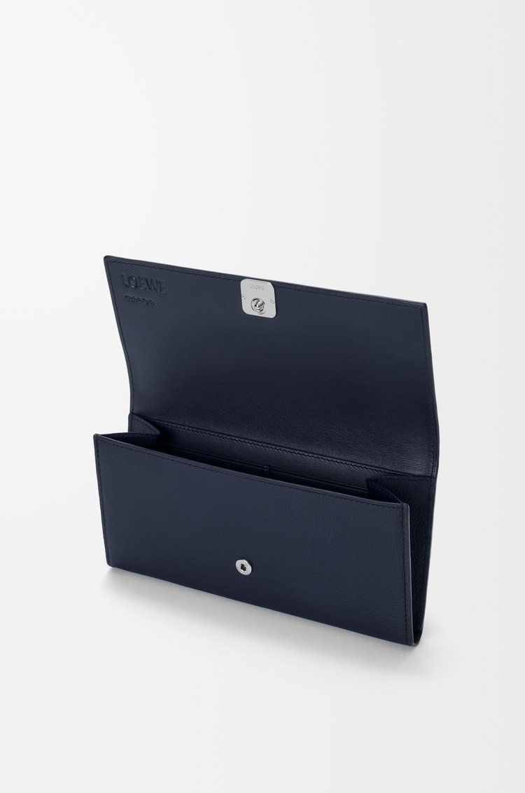 LOEWE Anagram continental wallet in pebble grained calfskin Deep Navy