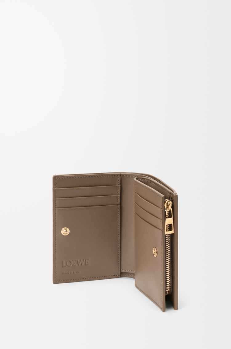 LOEWE Anagram compact wallet in pebble grained calfskin Taupe