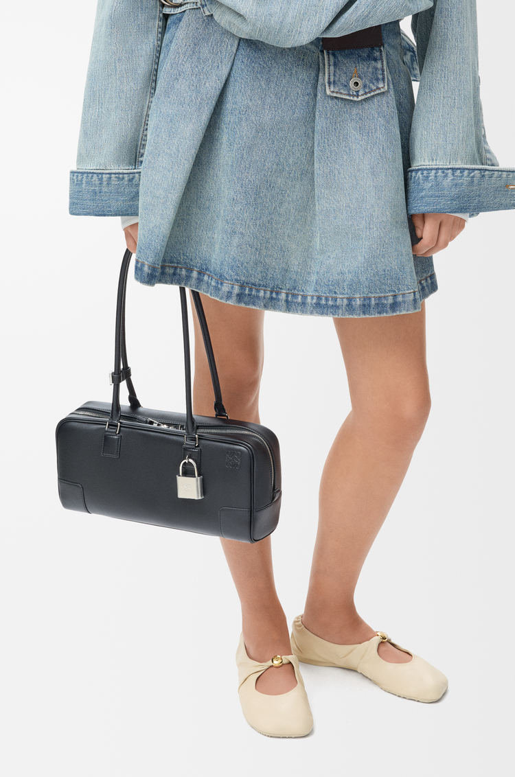 LOEWE Amazona 31 cropped bag in shiny calfskin Black