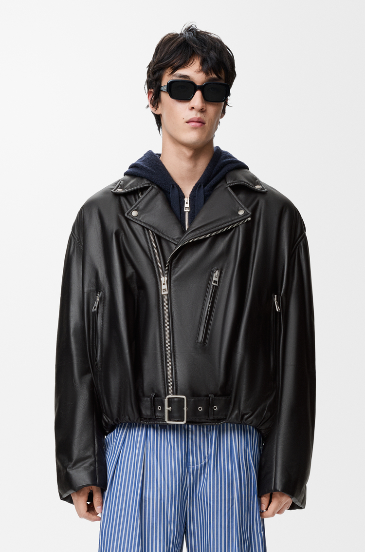 LOEWE Giacca biker a palloncino in nappa di agnello Nero