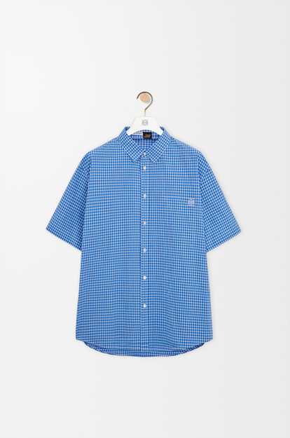 LOEWE Short sleeve shirt in cotton Blue/White