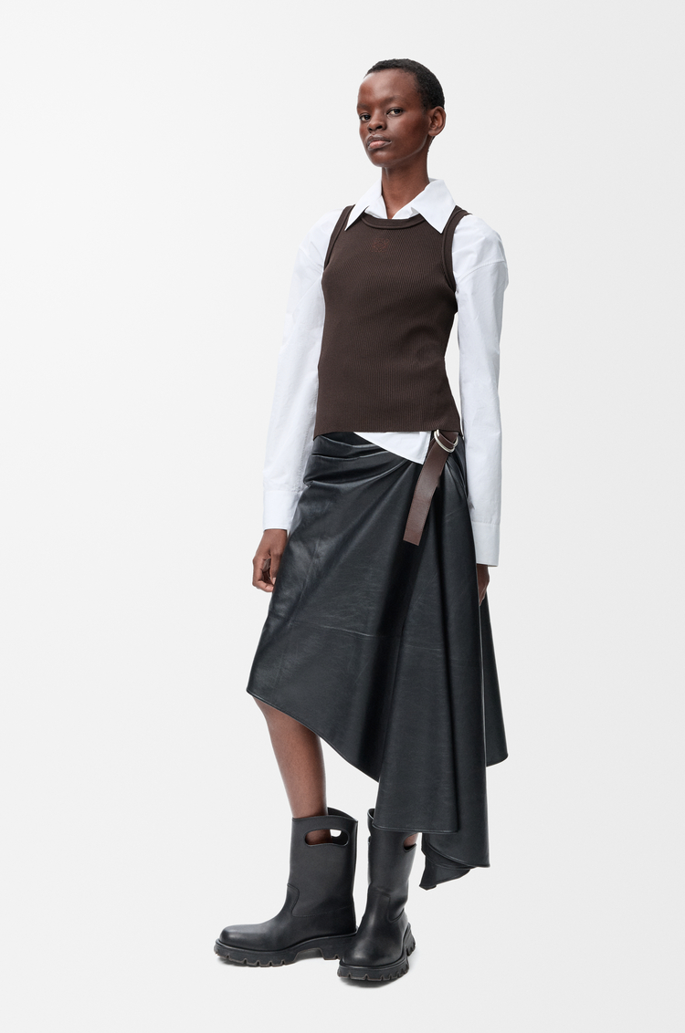 LOEWE Anagram tank top in stretch viscose Brown