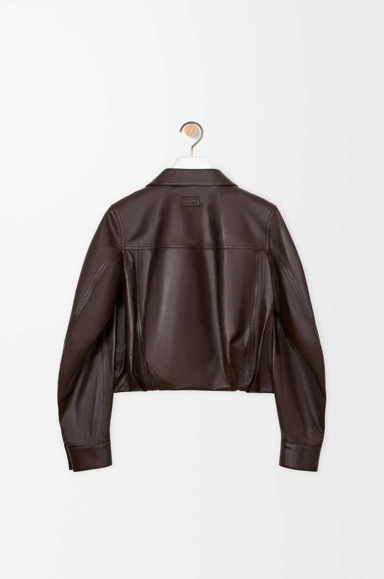 LOEWE Veste en cuir d'agneau nappa Marron Foncé