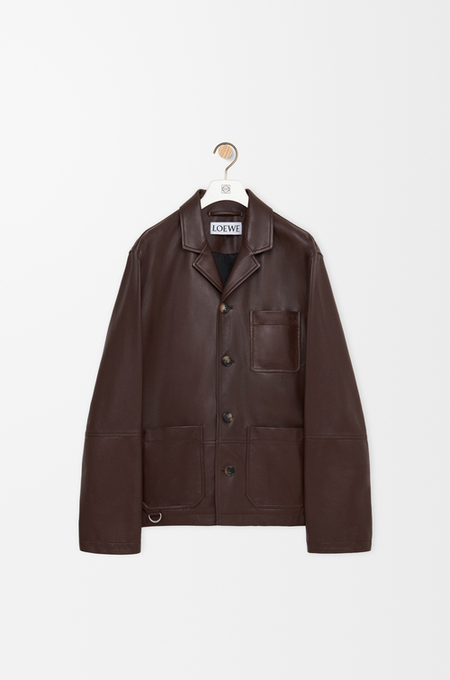 LOEWE Giacca workwear in nappa di agnello Color Cioccolato Scuro