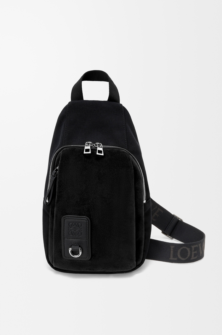 LOEWE 帆布和绒面革 Flex Sling 手袋 黑色